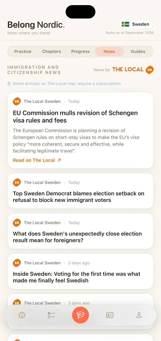Belong Nordic News on iPhone