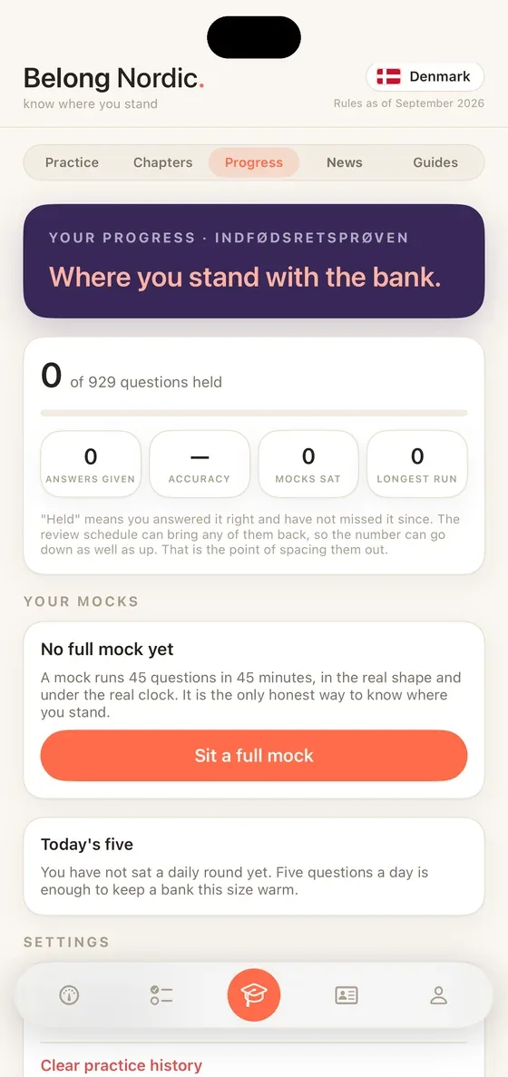 Belong Nordic Progress on iPhone